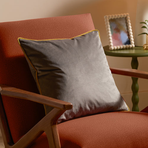 Plain Grey Cushions - Meridian Velvet Cushion Cover Charcoal/Moss Furn