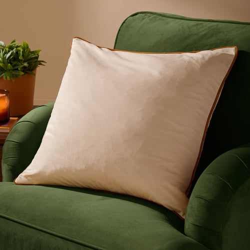 Plain Orange Cushions - Meridian Velvet Cushion Cover Ecru/Ginger Furn