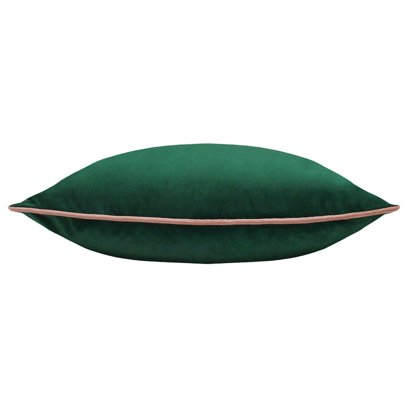 Plain Green Cushions - Meridian Velvet Cushion Cover Emerald/Blush Furn