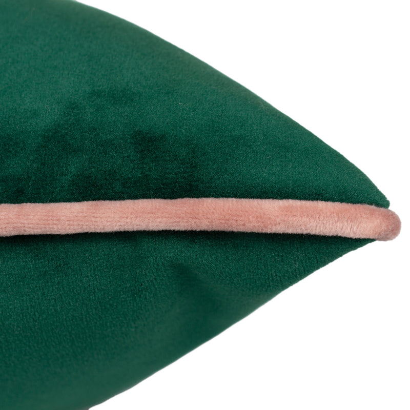 Plain Green Cushions - Meridian Velvet Cushion Cover Emerald/Blush Furn