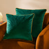 Plain Green Cushions - Meridian Velvet Cushion Cover Emerald/Moss Furn