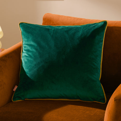 Plain Green Cushions - Meridian Velvet Cushion Cover Emerald/Moss Furn