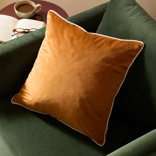 Plain Cream Cushions - Meridian Velvet Cushion Cover Ginger/Ecru Furn