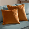 Plain Orange Cushions - Meridian Velvet Cushion Cover Ginger/Olive Furn