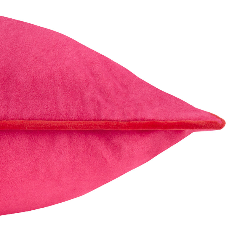 Plain Pink Cushions - Meridian Velvet Cushion Cover Hot Pink/Red Furn