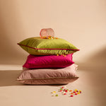 Plain Pink Cushions - Meridian Velvet Cushion Cover Hot Pink/Red Furn