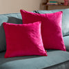 Plain Pink Cushions - Meridian Velvet Cushion Cover Hot Pink/Red Furn