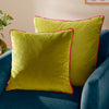 Plain Green Cushions - Meridian Velvet Cushion Cover Lime/Hot Pink Furn