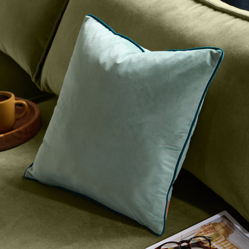 Plain Blue Cushions - Meridian Velvet Cushion Cover Mineral/Teal Furn