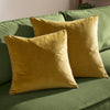 Plain Green Cushions - Meridian Velvet Cushion Cover Moss/Charcoal Furn