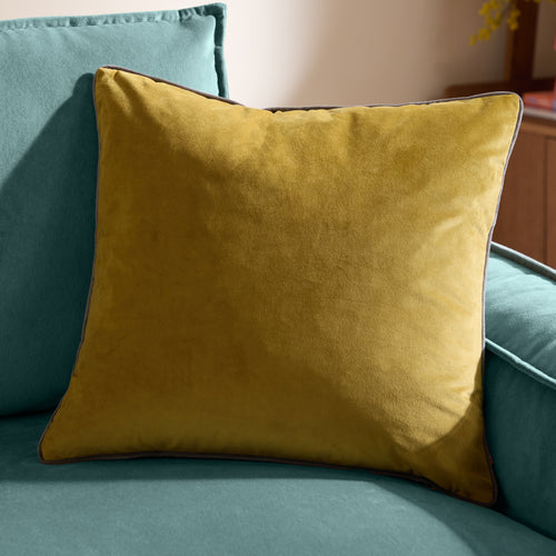 Plain Green Cushions - Meridian Velvet Cushion Cover Moss/Charcoal Furn
