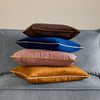 Plain Blue Cushions - Meridian Velvet Cushion Cover Navy/Silver Furn