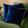 Plain Blue Cushions - Meridian Velvet Cushion Cover Navy/Silver Furn