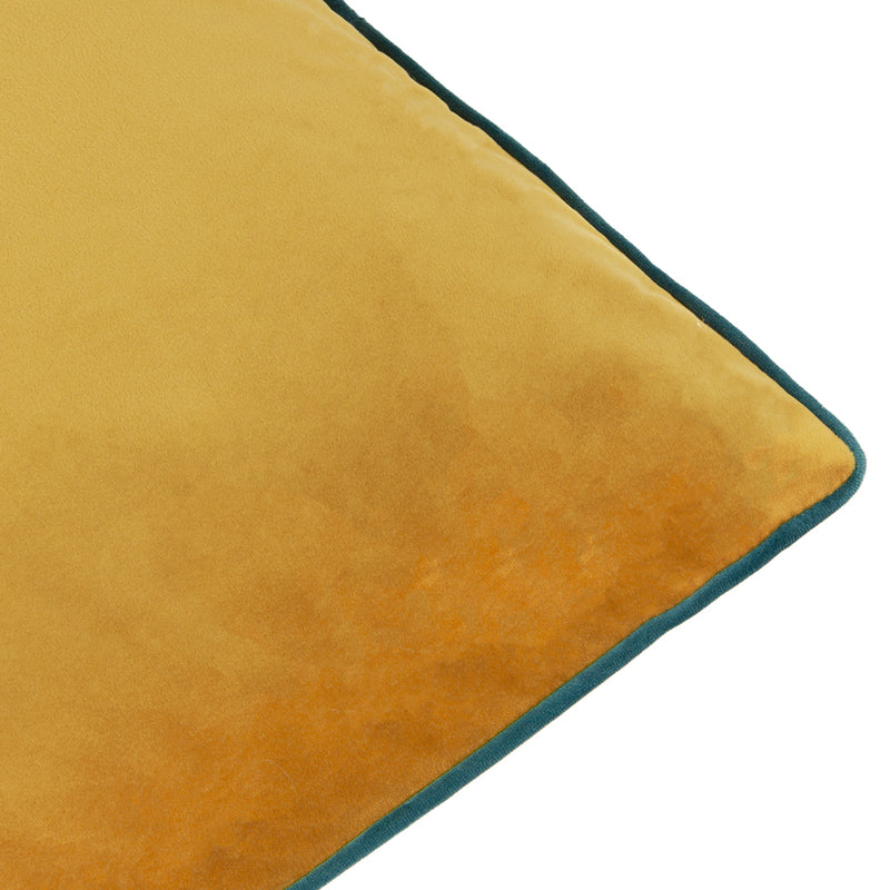 Plain Blue Cushions - Meridian Velvet Cushion Cover Ochre/Teal Furn