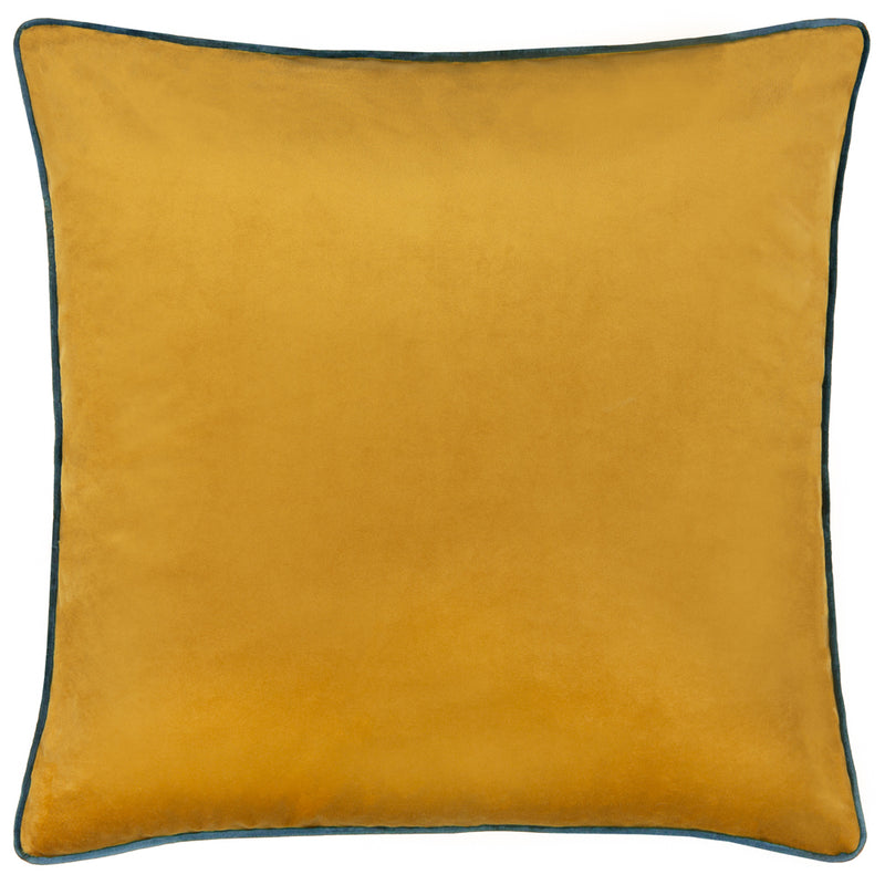Plain Blue Cushions - Meridian Velvet Cushion Cover Ochre/Teal Furn