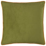 Plain Green Cushions - Meridian Velvet Cushion Cover Olive/Ginger Furn