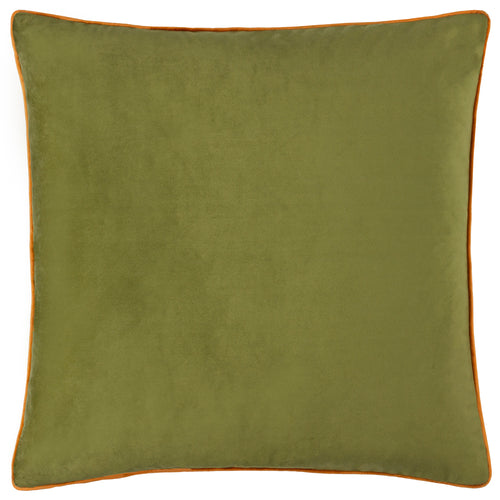 Plain Green Cushions - Meridian Velvet Cushion Cover Olive/Ginger Furn