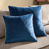 Plain Blue Cushions - Meridian Velvet Cushion Cover Petrol/Blush Furn