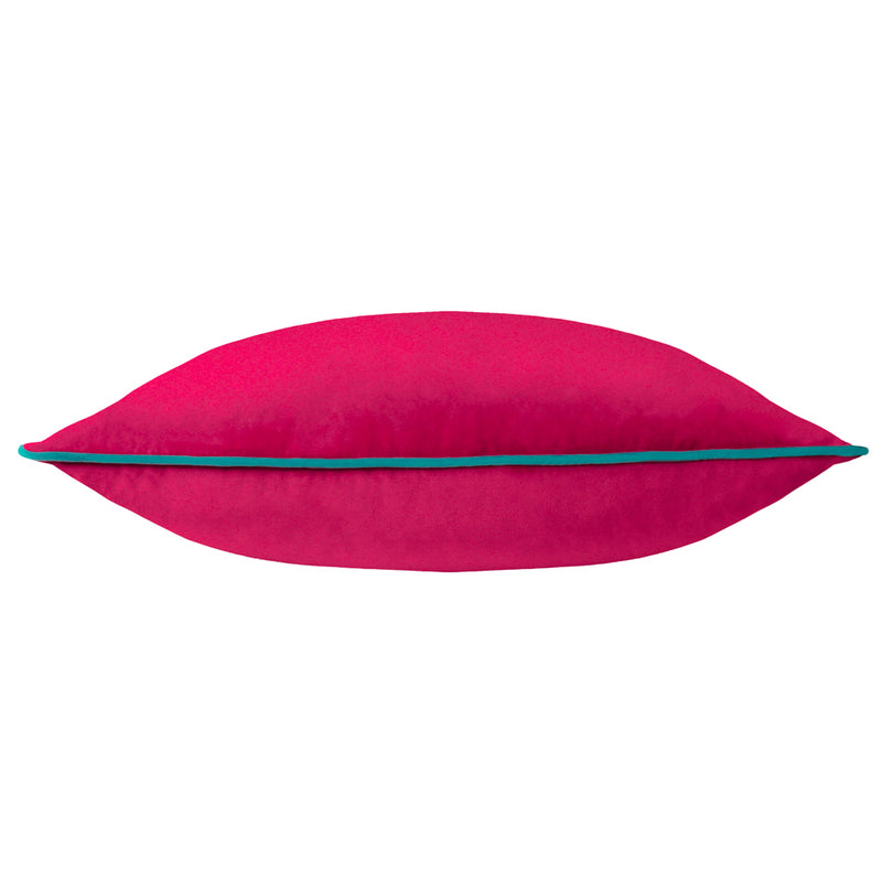Plain Pink Cushions - Meridian Velvet Cushion Cover Raspberry/Teal Furn