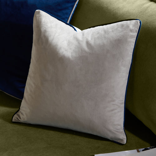 Plain Grey Cushions - Meridian Velvet Cushion Cover Silver/Navy Furn