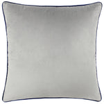 Plain Grey Cushions - Meridian Velvet Cushion Cover Silver/Navy Furn