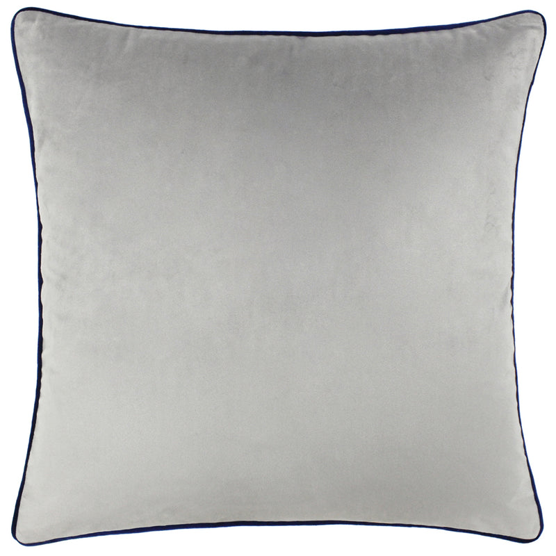Plain Grey Cushions - Meridian Velvet Cushion Cover Silver/Navy Furn