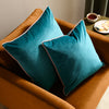 Plain Blue Cushions - Meridian Velvet Cushion Cover Teal/Blush Furn