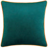 Plain Blue Cushions - Meridian Velvet Cushion Cover Teal/Clementine Furn