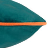 Plain Blue Cushions - Meridian Velvet Cushion Cover Teal/Clementine Furn