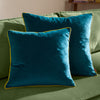 Plain Blue Cushions - Meridian Velvet Cushion Cover Teal/Cylon Furn