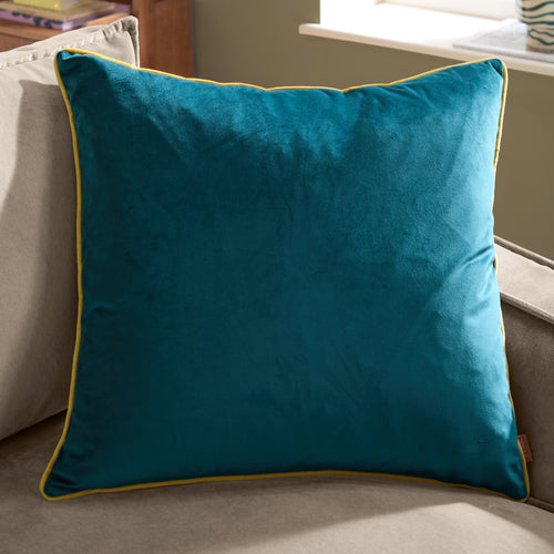 Plain Blue Cushions - Meridian Velvet Cushion Cover Teal/Cylon Furn