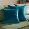Plain Blue Cushions - Meridian Velvet Cushion Cover Teal/Navy Furn