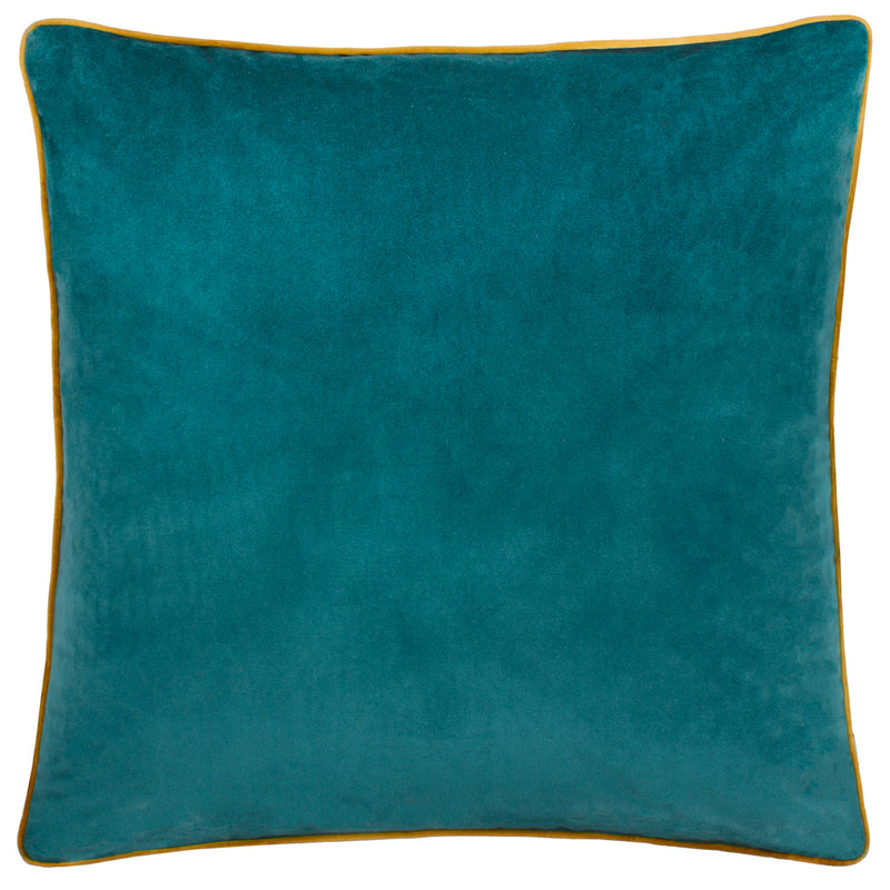 Plain Blue Cushions - Meridian Velvet Cushion Cover Teal/Ochre Furn