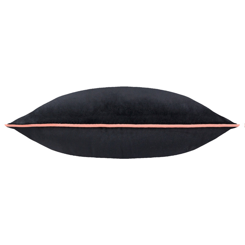 Plain Black Cushions - Meridian Velvet Cushion Cover Black/Blush Paoletti