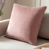 Plain Pink Cushions - Meridian Velvet Cushion Cover Blush/Grey Paoletti