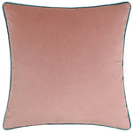 Plain Pink Cushions - Meridian Velvet Cushion Cover Blush/Teal Paoletti