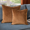 Plain Brown Cushions - Meridian Velvet Cushion Cover Caramel/Chocolate Furn