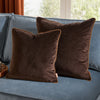 Plain Brown Cushions - Meridian Velvet Cushion Cover Chocolate/Caramel Furn