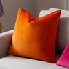 Plain Orange Cushions - Meridian Velvet Cushion Cover Clementine/Hot Pink Paoletti