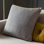 Plain Grey Cushions - Meridian Velvet Cushion Cover Dove/Cylon Paoletti