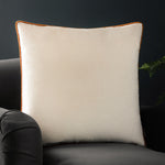 Plain Orange Cushions - Meridian Velvet Cushion Cover Ecru/Ginger Paoletti