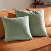 Plain Green Cushions - Meridian Velvet Cushion Cover Eucalyptus/Natural Furn