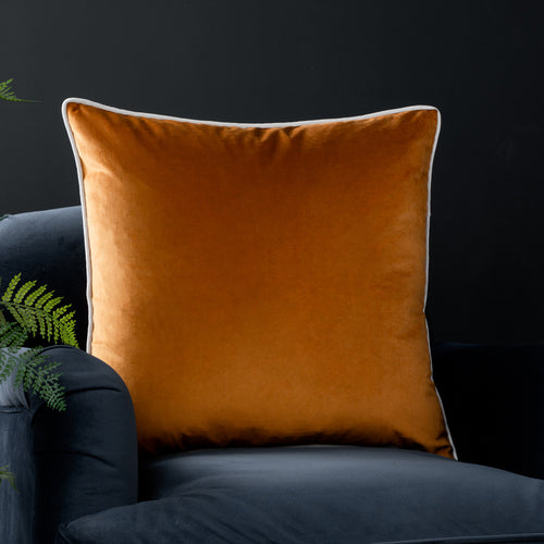 Plain Cream Cushions - Meridian Velvet Cushion Cover Ginger/Ecru Furn