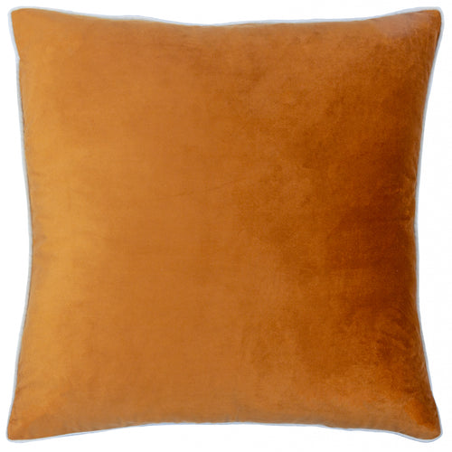 Plain Cream Cushions - Meridian Velvet Cushion Cover Ginger/Ecru Paoletti