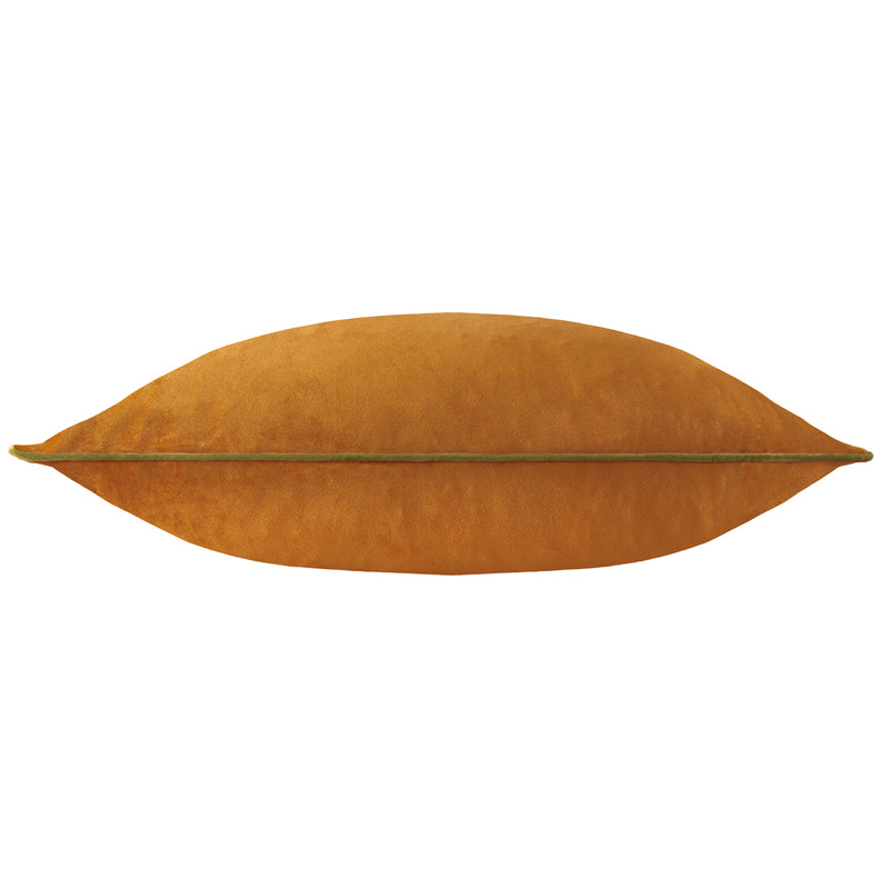 Plain Orange Cushions - Meridian Velvet Cushion Cover Ginger/Olive Furn