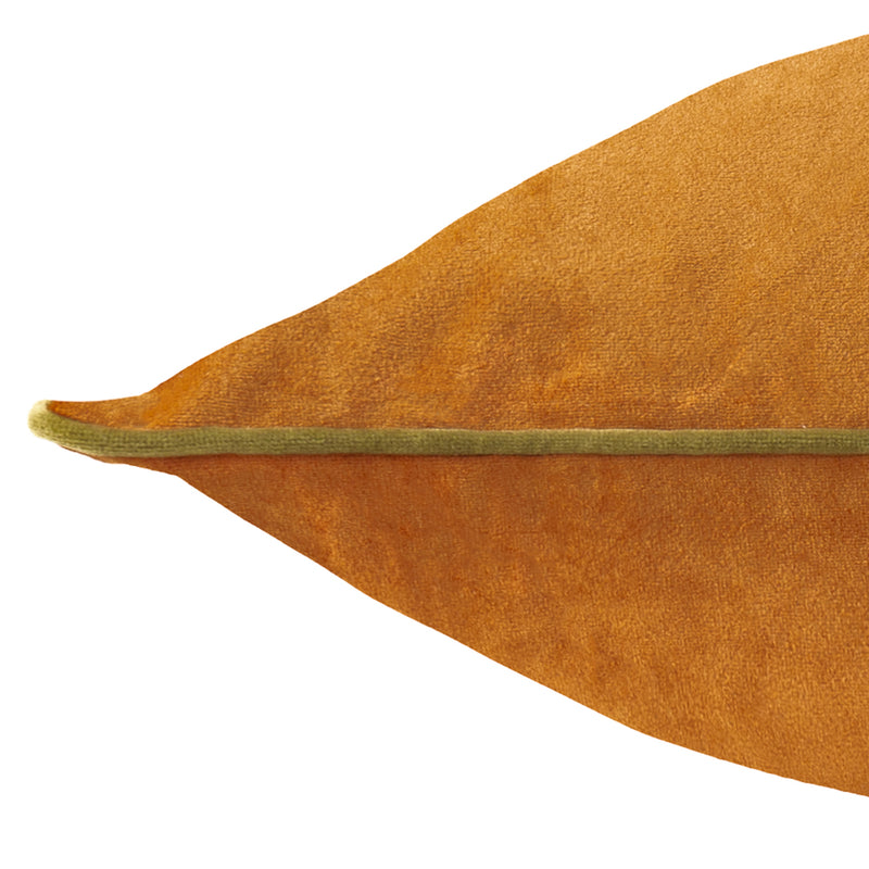 Plain Orange Cushions - Meridian Velvet Cushion Cover Ginger/Olive Furn