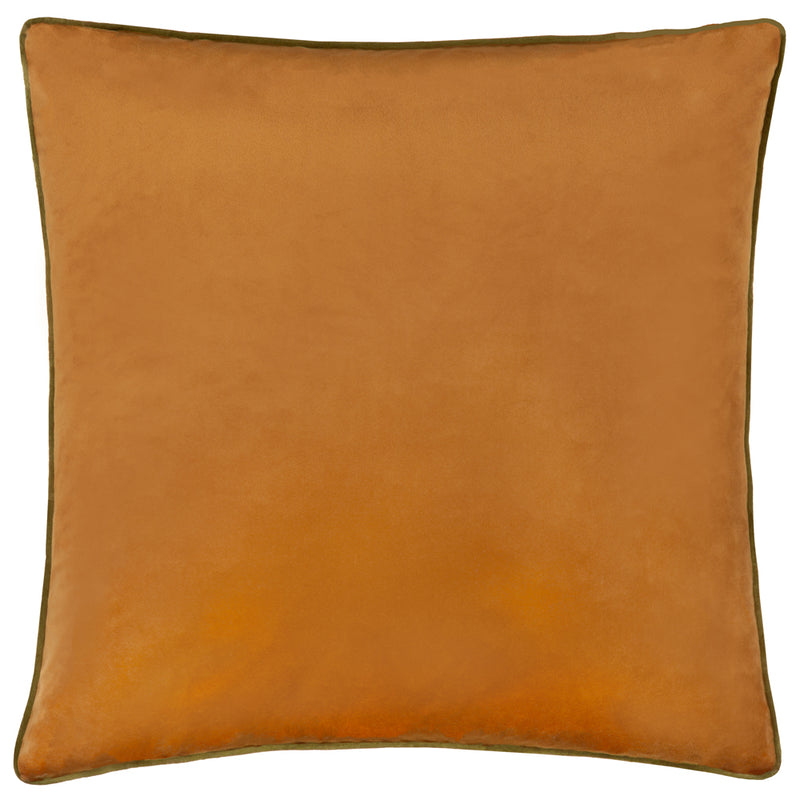 Plain Orange Cushions - Meridian Velvet Cushion Cover Ginger/Olive Furn