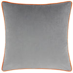 Plain Grey Cushions - Meridian Velvet Cushion Cover Grey/Clementine Paoletti