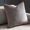 Plain Grey Cushions - Meridian Velvet Cushion Cover Grey/Clementine Furn