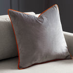 Plain Grey Cushions - Meridian Velvet Cushion Cover Grey/Clementine Furn